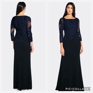 Adrianna Papell 3/4 sleeves mermaid long gown